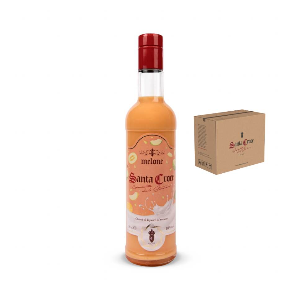 Confezione da 6 bottiglie di Liquore Crema al Melone Santa Croce 500 ml, liquore artigianale del Sannio