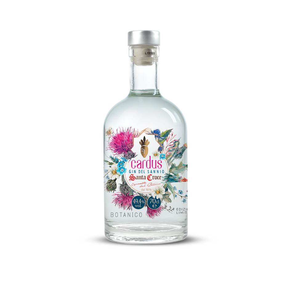 Set regalo esclusivo 6x700 ml di Gin Cardus – gin botanico artigianale campano realizzato a Benevento, Sannio. Distillato aromatico con note di cardo, issopo, timo e ginepro, prodotto tipico italiano. Edizione limitata 