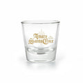 Bicchiere in vetro da 135 ml Amaro Santa Croce con logo dorato, ideale per servire amari e liquori artigianali tipici del Sannio e della Campania.
