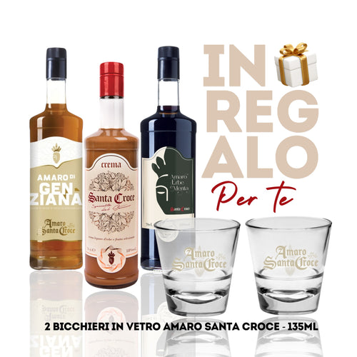 Amaro di Genziana, Crema Liquore Amaro Santa Croce e Amaro Erbe e Menta+ 2 Bicchieri Amaro Santa Croce in OMAGGIO - Amaro Santa Croce